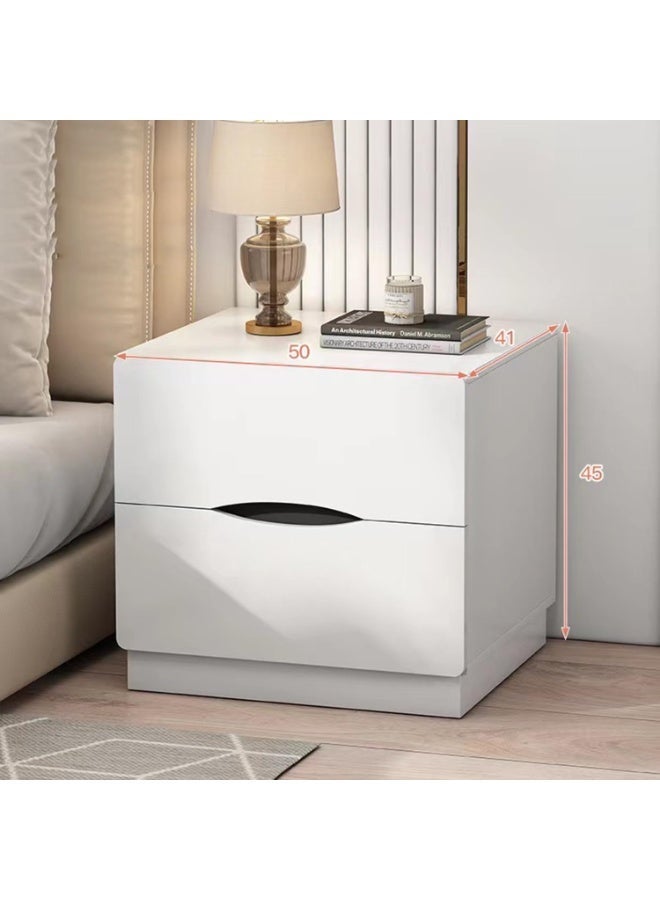 شو وو طاولة جانبية بجانب السرير مع 2 درج للتخزين، خزانة تخزين جانبية بتصميم بسيط لغرفة النوم وغرفة المعيشة - Image 2